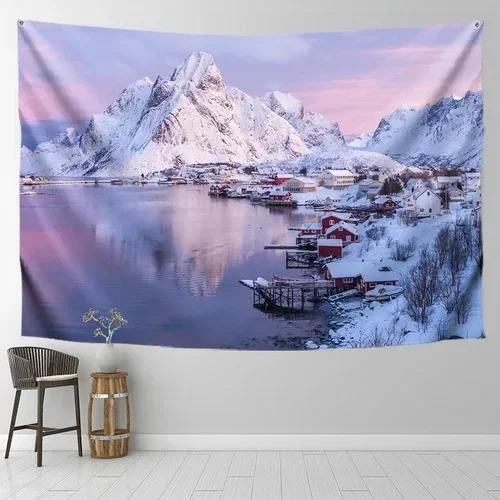 Starry Sky Snow Mountain Background Wall Decoration Tapestry Home Living Room Tapestry