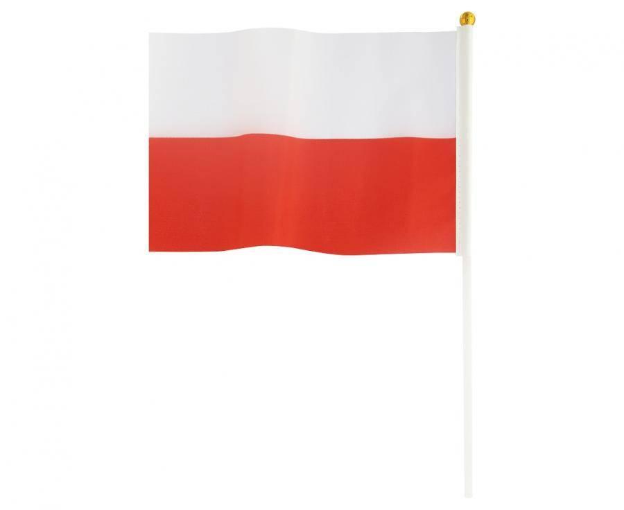 Polnische Flagge, Rot-Weiße Fahnen am Stiel 30 x 45 cm, 10 Stück