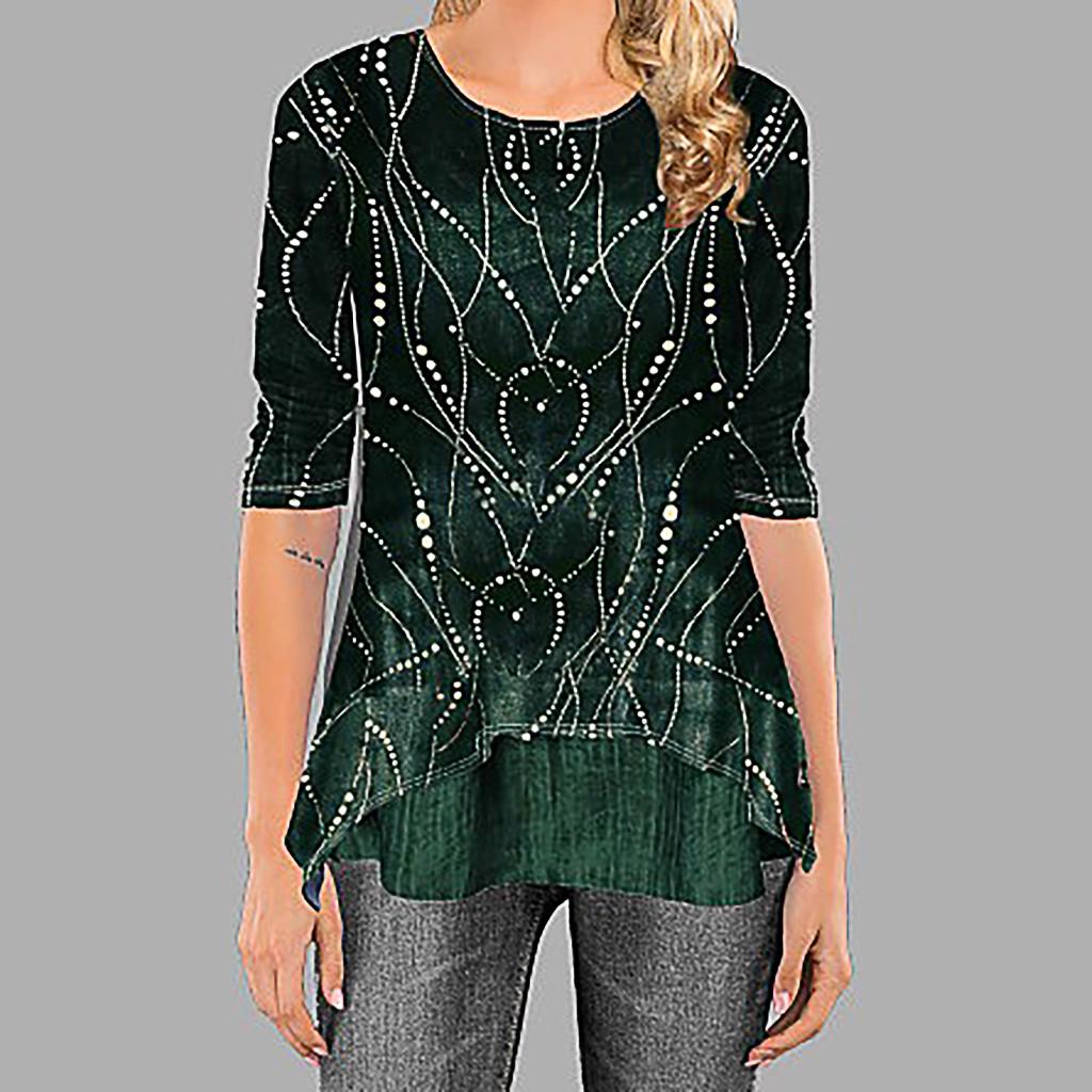 

(SU)Модные женские топы с половиной рукавов и принтом, большие размеры, легкая блузка