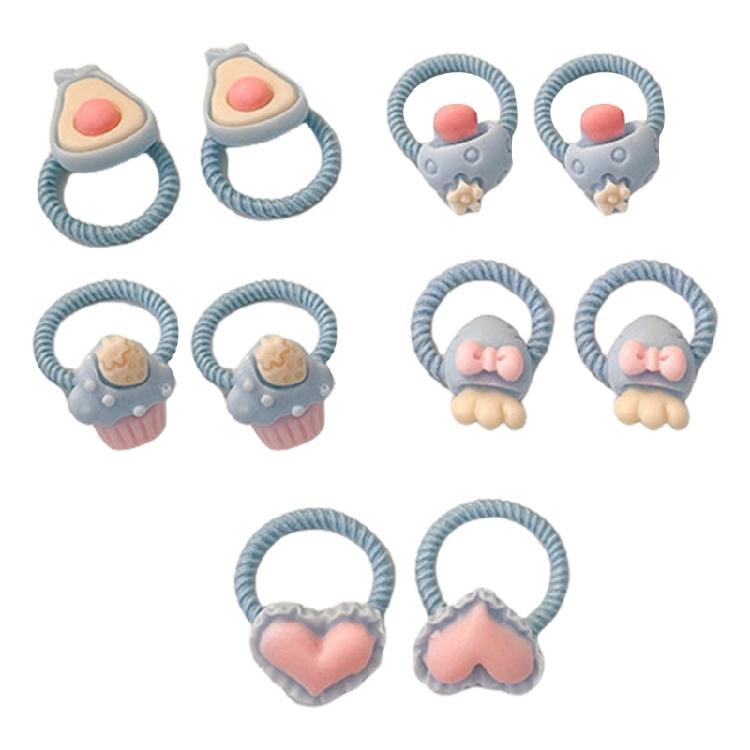 10Pcs Elastic Hair Bands for Toddler Girl with Flower and Fruit Designs for Children Various Hairstyles Hair Circles