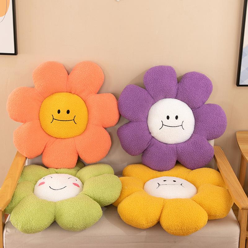 Smiley Face Expression Květinový polštář Plyšová hračka Slunečnicový Polštářek Měkká pohovka Polštářek Polštář na nap
