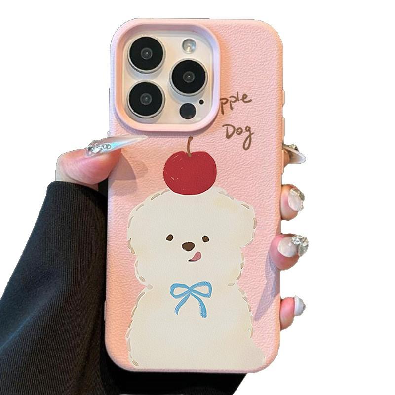 For Apple Puppy for Apple 16promax/15 Phone Case 14plus Litchi Pattern 13p Soft Case 12 Anti