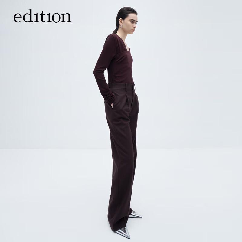 Edition Gao Yuanyuan Style Winter Wool Blend Wide-Leg Trousers EBC4PAT005