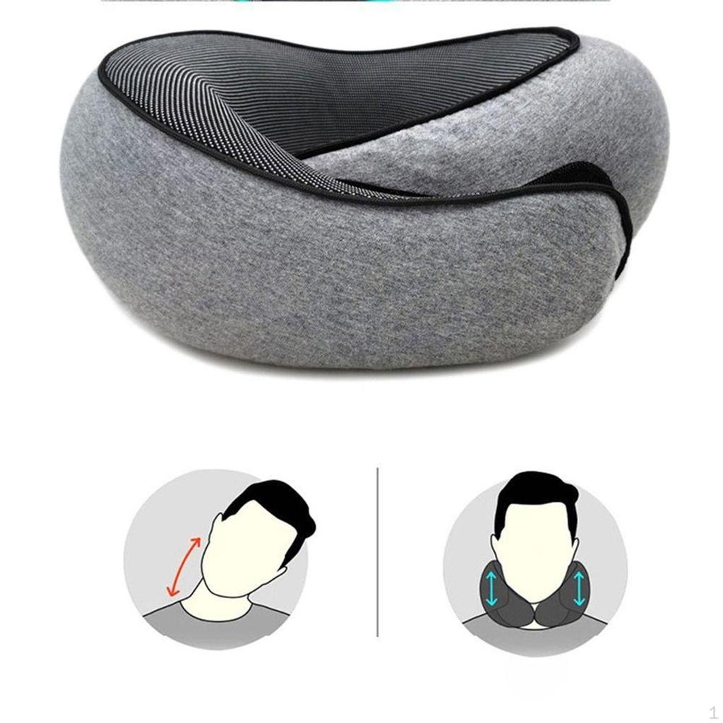 Airplane Travel Pillow Headrest Ergonomic Breathable Foldable U Shaped Soft Neck Support