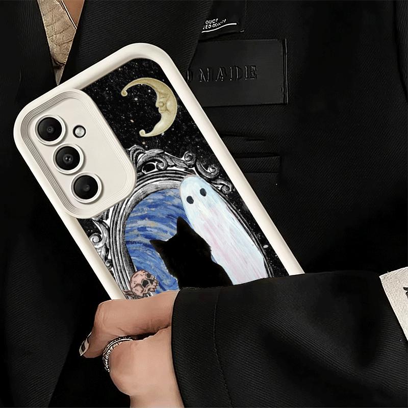 Phone Case for Samsung Galaxy A17 A16 A15 A14 A13 Black Cat Witch Aesthetics A56 A36 A26 A55 A35 A25 A54 A34 A24 A53 A33 A23 A07