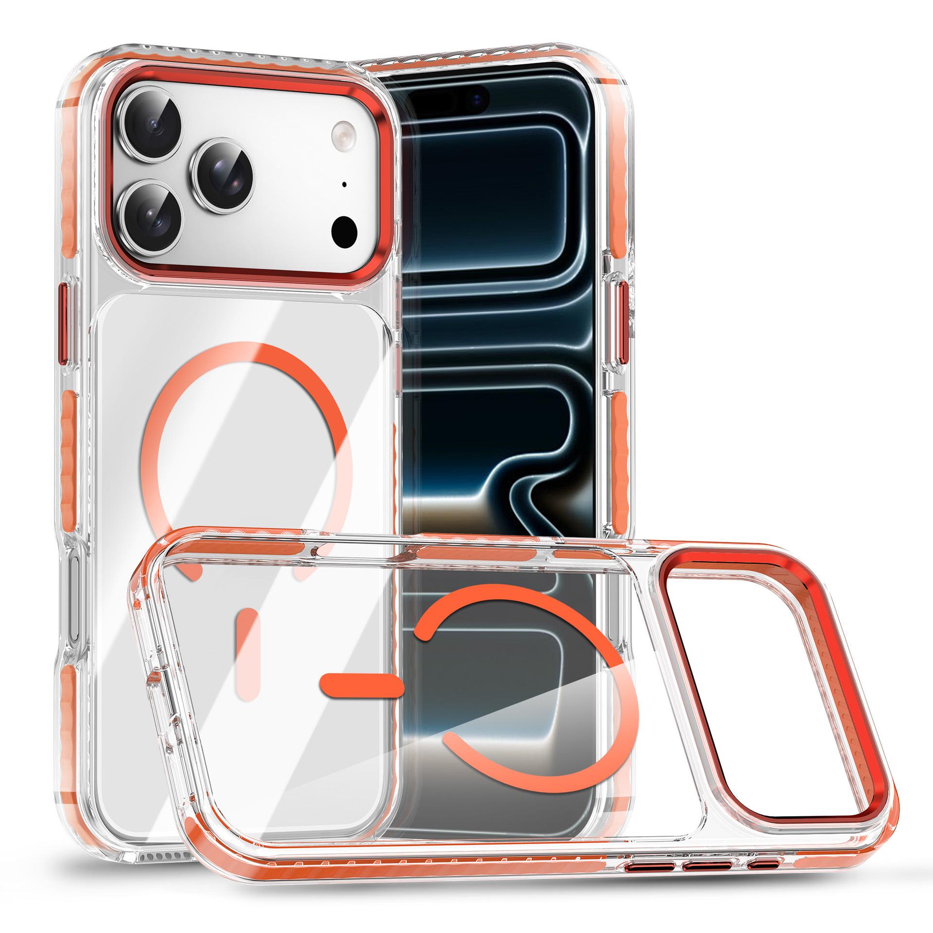 

For Magnetic Suction for IPhone17 Mobile Phone Case 15 Anti-yellowing Transparent for Apple 16pro Airbag Mobile Phone Protective Case For iPhone15 Pro Max