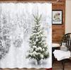 Christmas Shower Curtain Fireplace Gifts&Socks New Year Holiday Bathroom Decor Red Shower Curtains for Christmas Bathroom Sets