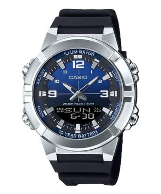 Analog-Digital-Kombination Harzarmband Blaues Zifferblatt Quarz AMW-870A-2AV Herrenuhr