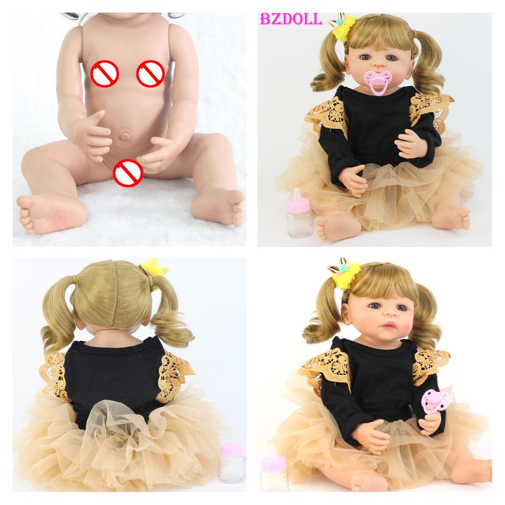 BZDOLL 55cm pełna silikonowa lalka Bebe Reborn realistyczne miękkie winylowe księżniczka jednorożec dzieci dziewczyna zabawka do kąpieli prezent urodzinowy dla dzieci