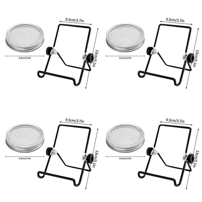 86Mm Wide Mouth Sprouting Jar Plastic Bean Sprouting Cap Seedling Tray With Stainless Steel Screen Mesh Cover Sprout Maker
