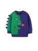 Autumn Boys' European Style Dinosaur Patch Hoodie - Round Neck Sportswear
