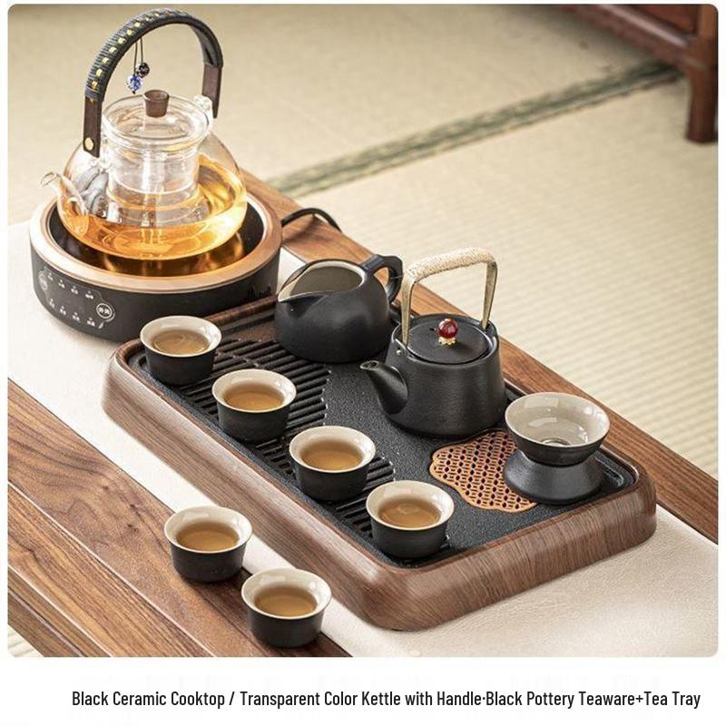 Cha Xun Black Electric Ceramic Tea Set with Glass Pot