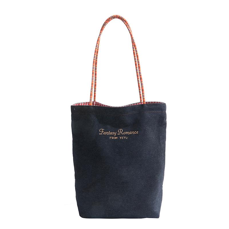 

Джинсовая сумка женская новая осенне-зимняя универсальная трендовая повседневная на плечо большой вместимости сумка-тоут для поездок на работу джинсовый синий