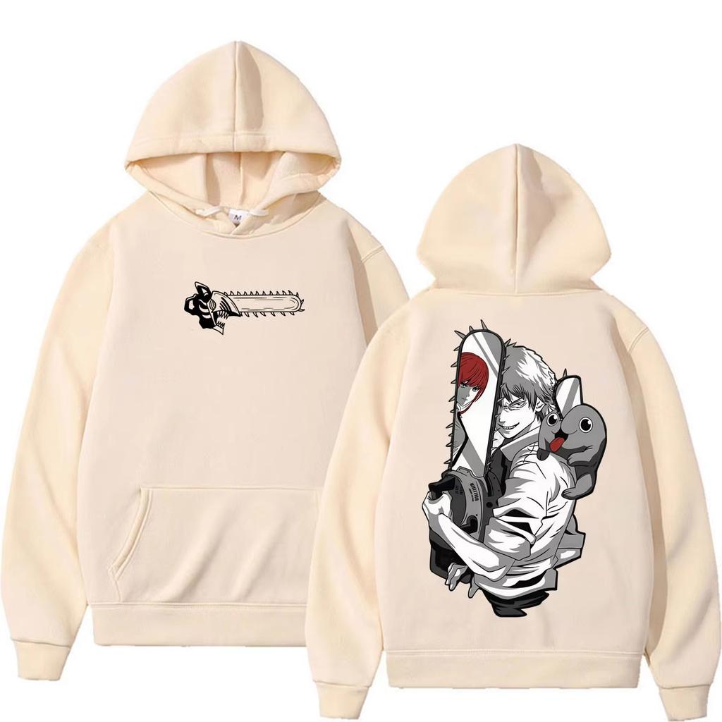2026 Hot Sale Japanese Anime Chainsaw Man Denji Graphic Hoodie Men Women Oversized Streetwear Hoodie Soft Cotton Sweatshirt Loose Cozy and Versatile
