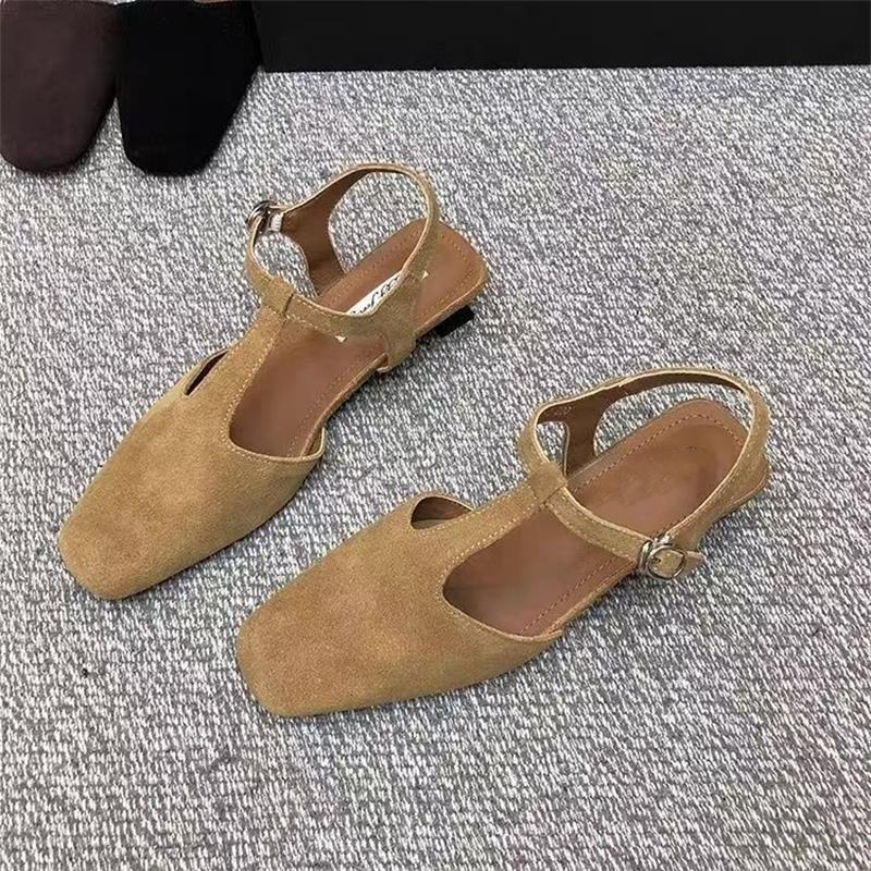 

French bag head sandals women s 2025 new summer thick heel empty single shoes one-word buckle retro evening Roman shoes 40 абрикосовый