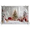 Mocsicka Christmas Tree Backdrops Photography Washable Winter Snowflake Photo Backgrounds White Wall Snowman Gifts Decors Banner
