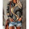 Women Crew Neck Long Sleeve Sweatshirt Rose Gold Swirl Scroll Glitter Print Casual Loose Pullover Ladies Daily Tops