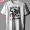 USA 250° Anniversario 1776-2026 Aquila Bandiera Maglietta Patriottica 4 Luglio Tee