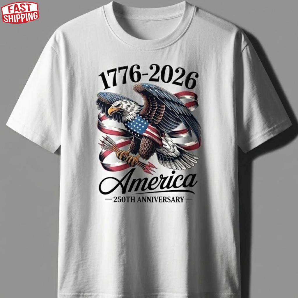 USA 250. Jubiläum 1776-2026 Adlerflagge T-Shirt Patriotisches 4. Juli Tee