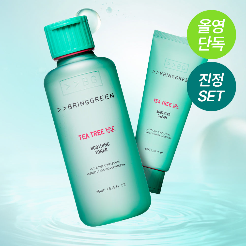 BRINGGREEN Tea Tree Cica Soothing Toner & Cream Set