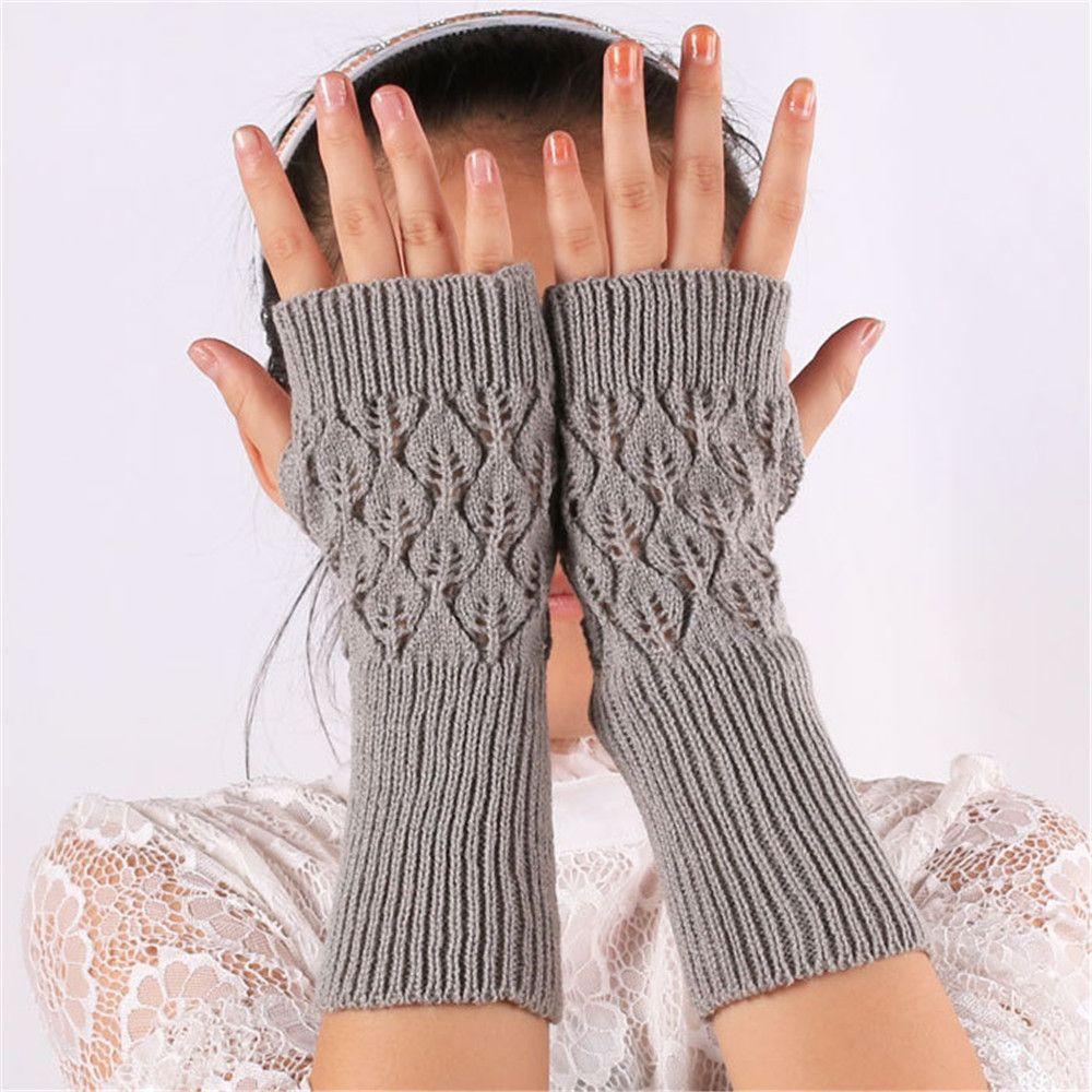 Women Girl Winter Autumn Warm Fingerless Knitted Wool Glove Wrist Gloves Exposed Finger Half Mitten