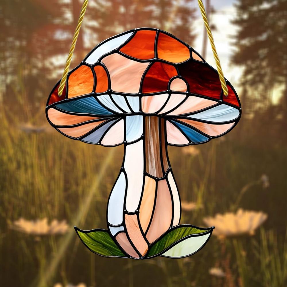 2D Fairy Tale Mushroom Light Catcher. Colorful acrylic decor for window & wall. The perfect gift.