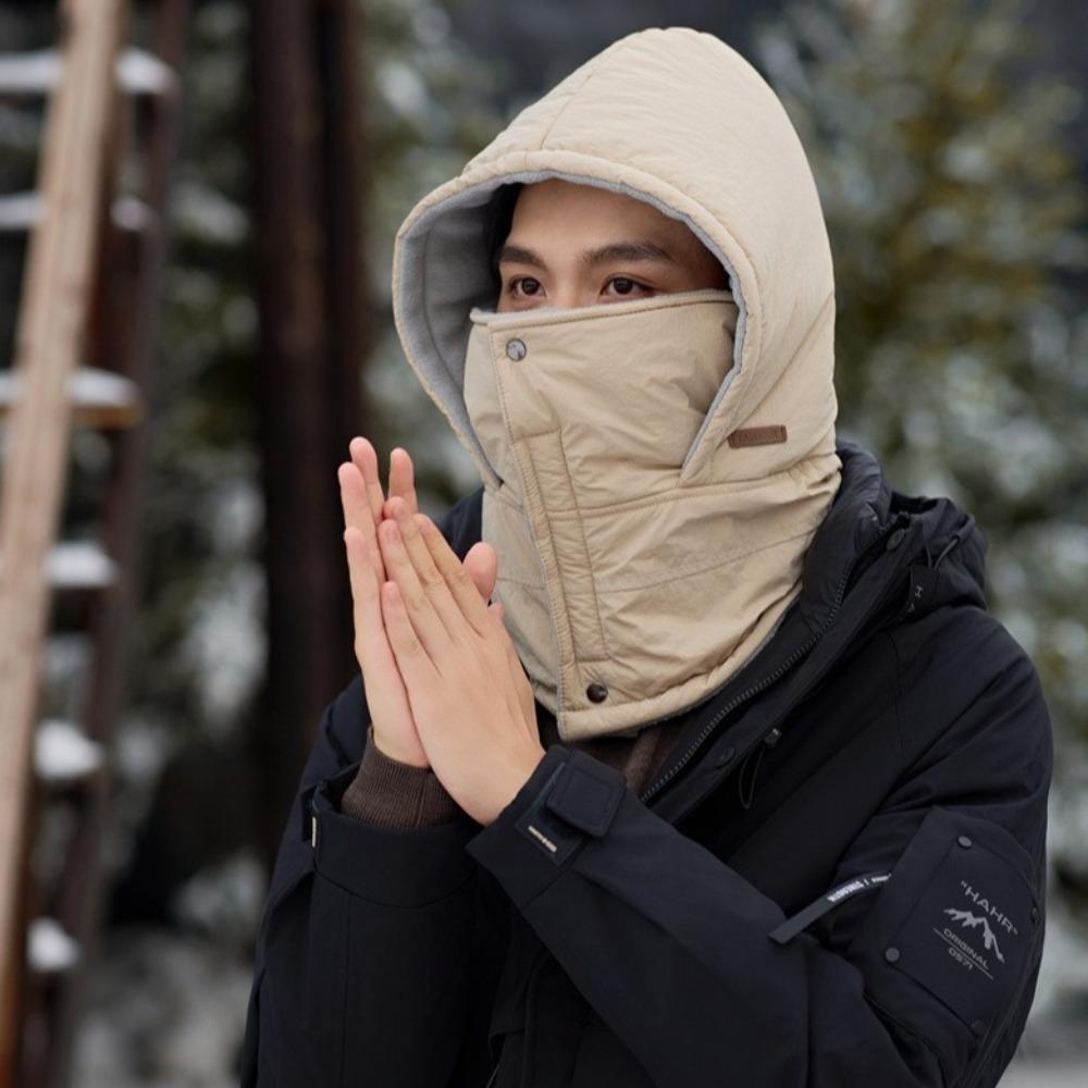 Multifunctional 3-in-1 Winter Cycling Hat Solid Color Winter Balaclava Ski Windproof Cap Men