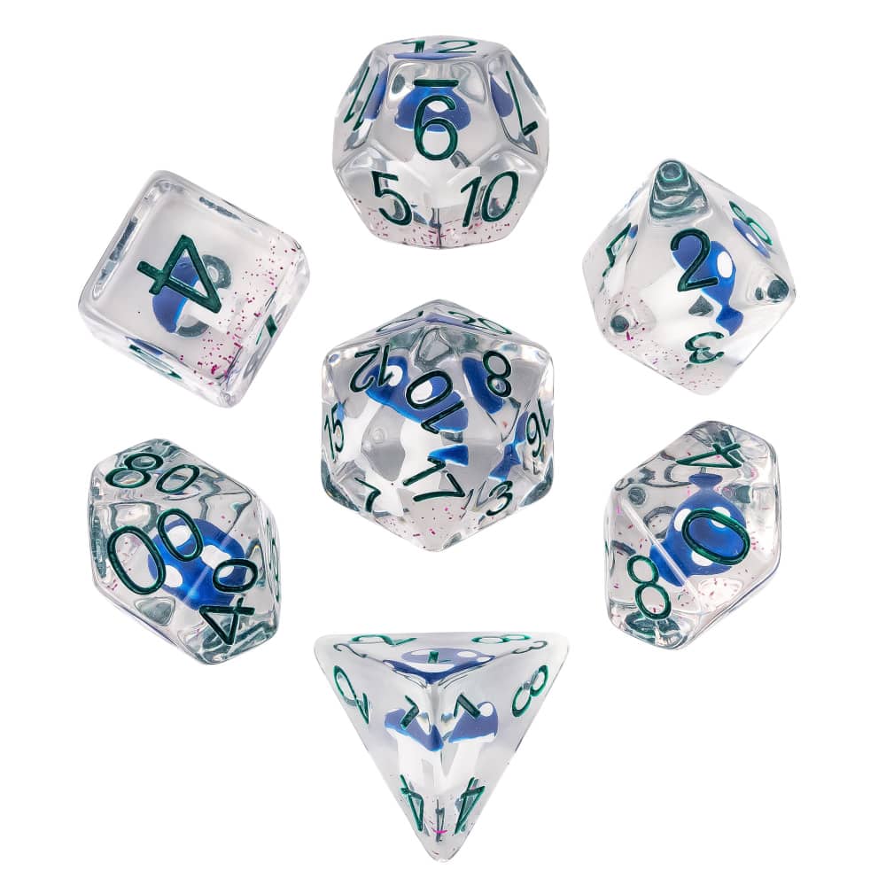 Cusdie Cute Mushroom Dice Set D&D 7Pcs D4 D6 D8 D10 D% D12 D20 DND Polyhedral Dice for Role Playing Game Table Games TRPG