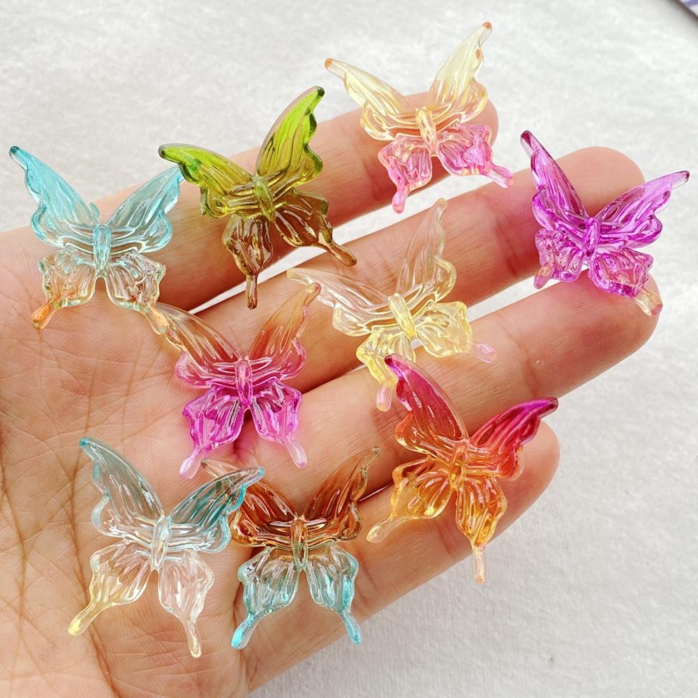 10Pcs Cute Cartoon Colorful Butterflies Flatback Resin Scrapbooking Crafts Fit Phone Case Decoration DIY Hair Bows Accessories