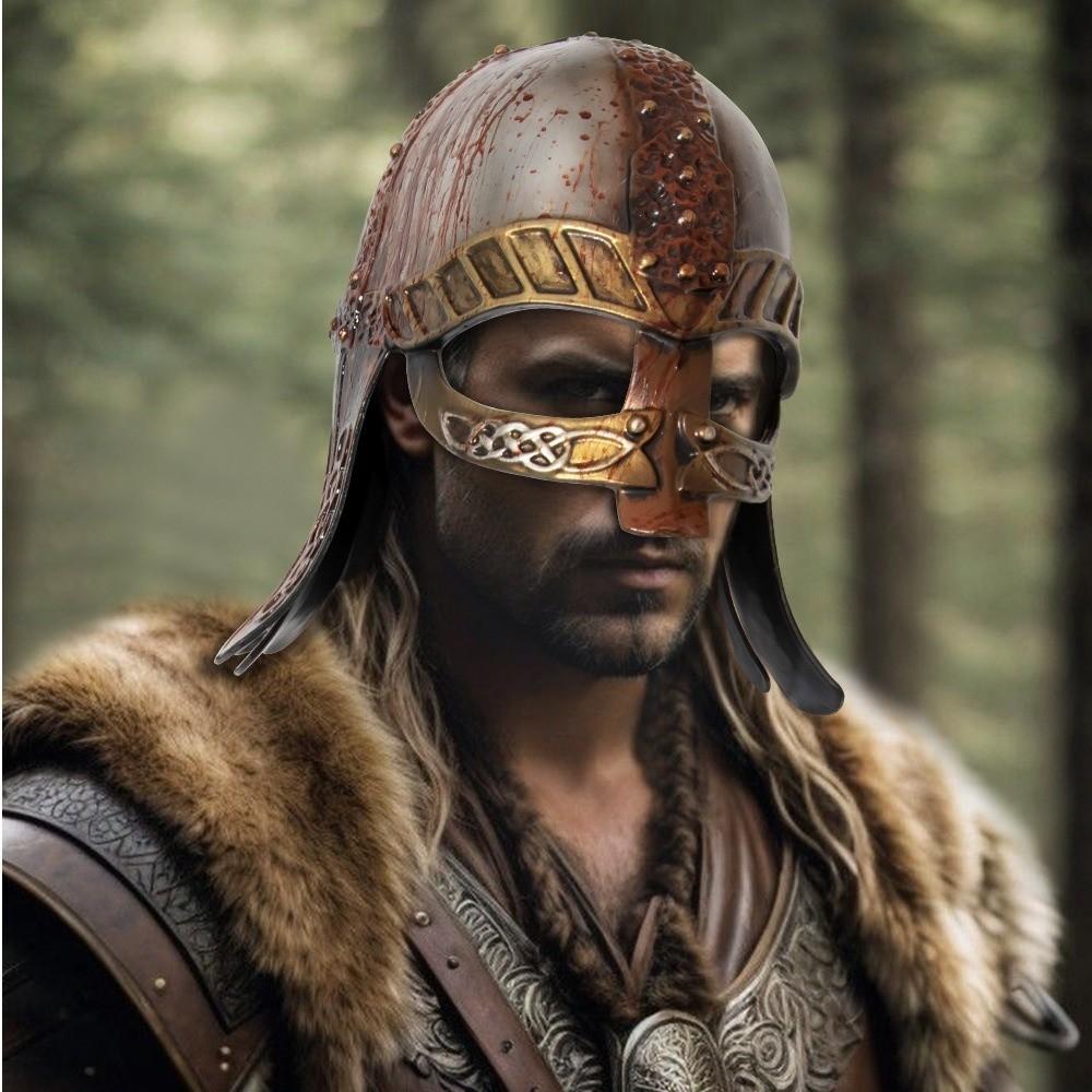 Vintage Viking Horn Hat Helmet Head Ornament Realistic Medieval Warrior Knight Hat Dress Up Renaissance Decorative Mask Headgear