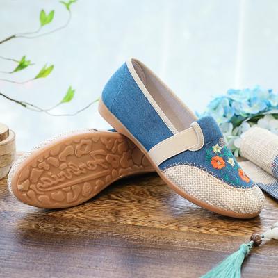 Stoffschuhe weiche Sohle rutschfest leicht atmungsaktiv Damenschuhe Rindensehnensohle bestickte Schuhe