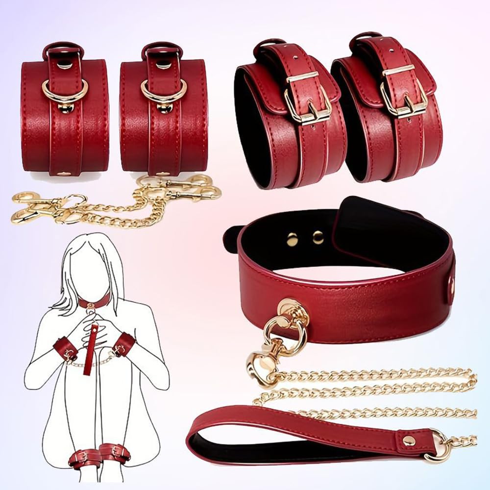 DACAIFH SM Handcuffs and Leg Adjustable PU Leg SM Adult Toy Restraints, Cuffs, 3-Piece Set, Cosplay, Multi-Position, Couples, Restraints, Spreading,
