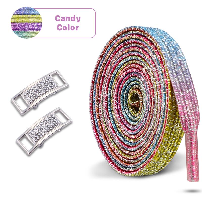 No Tie Shoe Laces Diamond Lock Shoelaces Without Ties Glitter Elastic Laces Sneakers Tennis Flat Shoelace Shoes Accessories