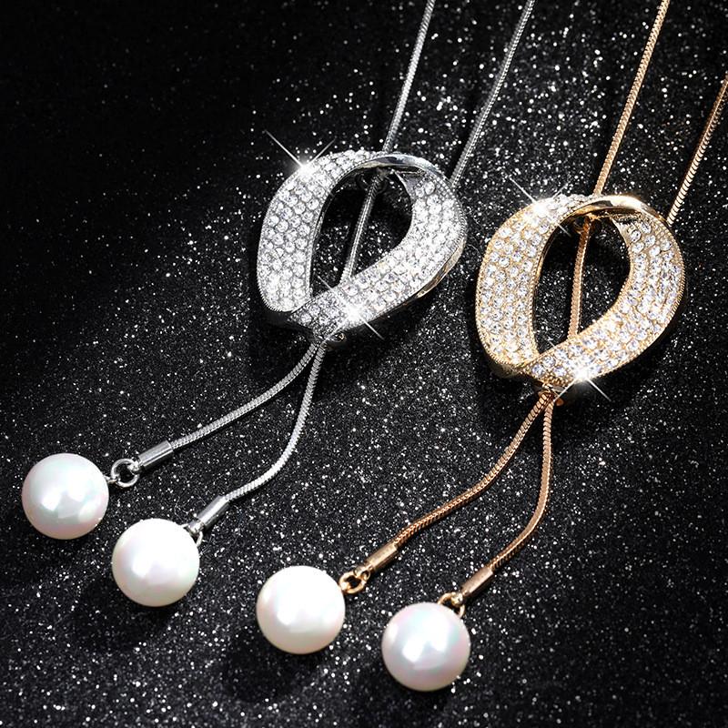 Simple And Stylish Women's Sweater Chain Necklace With Decorative Pendant Jewelry