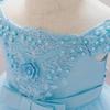 One-Shoulder Fluffy Baby Christening Dress with Beaded Flower and Bow