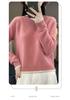 Women's Loose Color Block Cashmere Wool Sweater - Round Neck, Thick, and Stylish for Autumn & Winter