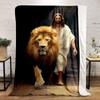 Jesus Lion Blanket  Printed Blanket for Living Room Bed Couch lunch break Soft Cozy Blanket for Friend's festival Gift