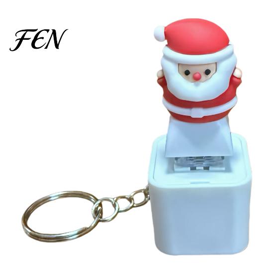 LED Festive Sound Pendant Santa Light Keychain, Interactive Glowing Christmas Ornament with Tunes, Holiday Sensory Play Tool USB-C Rechargeable Fidget