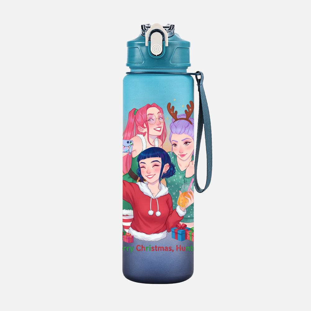Cartoon Christmas K-Pop Demon Hunters Printed Large Capacity Drinking Cup Portable Outdoor 750Ml Water Bottle Sports Water Cup Children Kid Gift