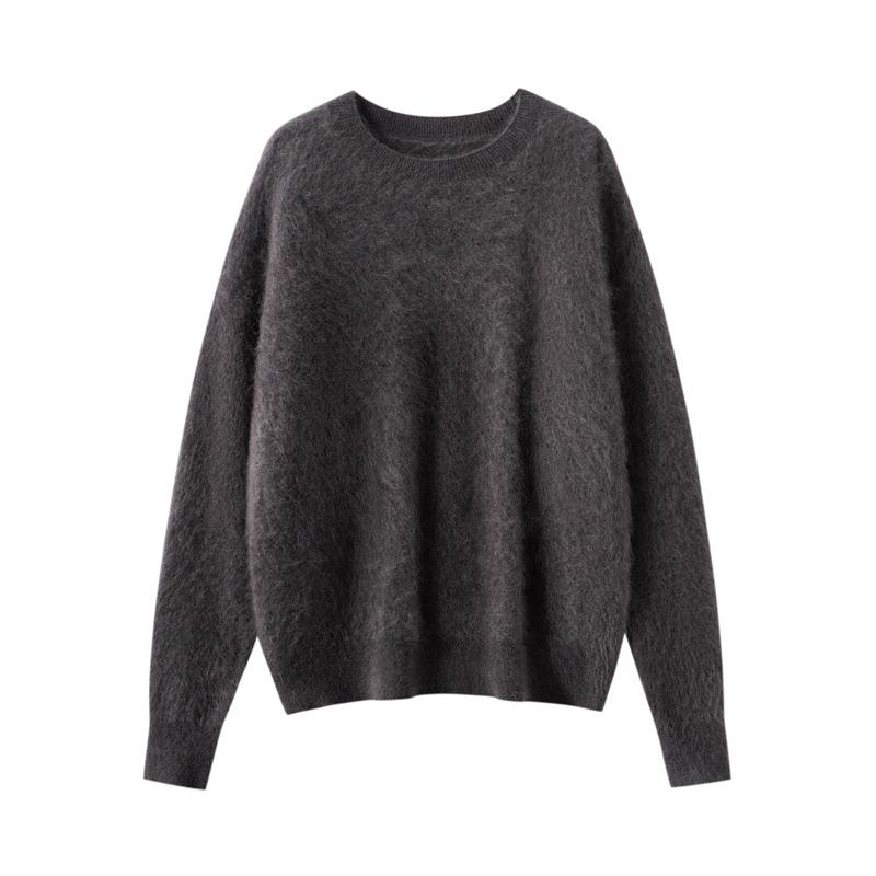 Women's Loose Knit Cashmere Pullover with Brushed Round Neck