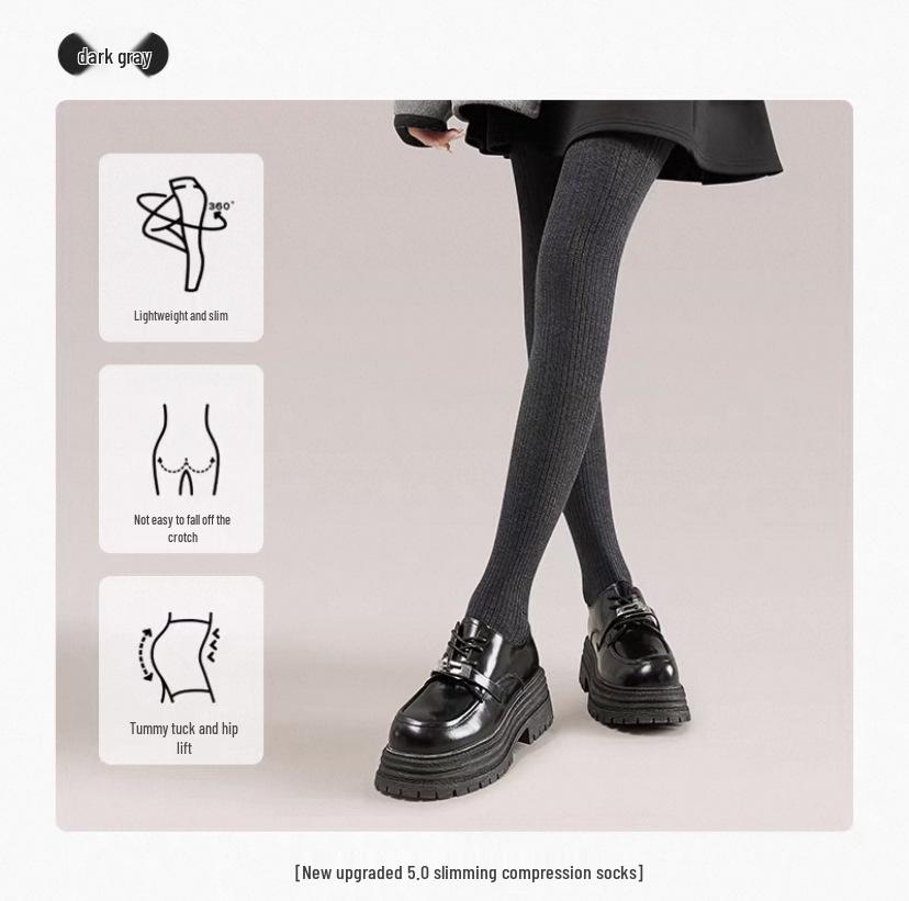 Women's Thickened Wool Cable Knit Pantyhose - Cashmere Warm, Vertical Stripe, Hip-Lifting Leggings with Right-Angle Heel for Autumn & Winter