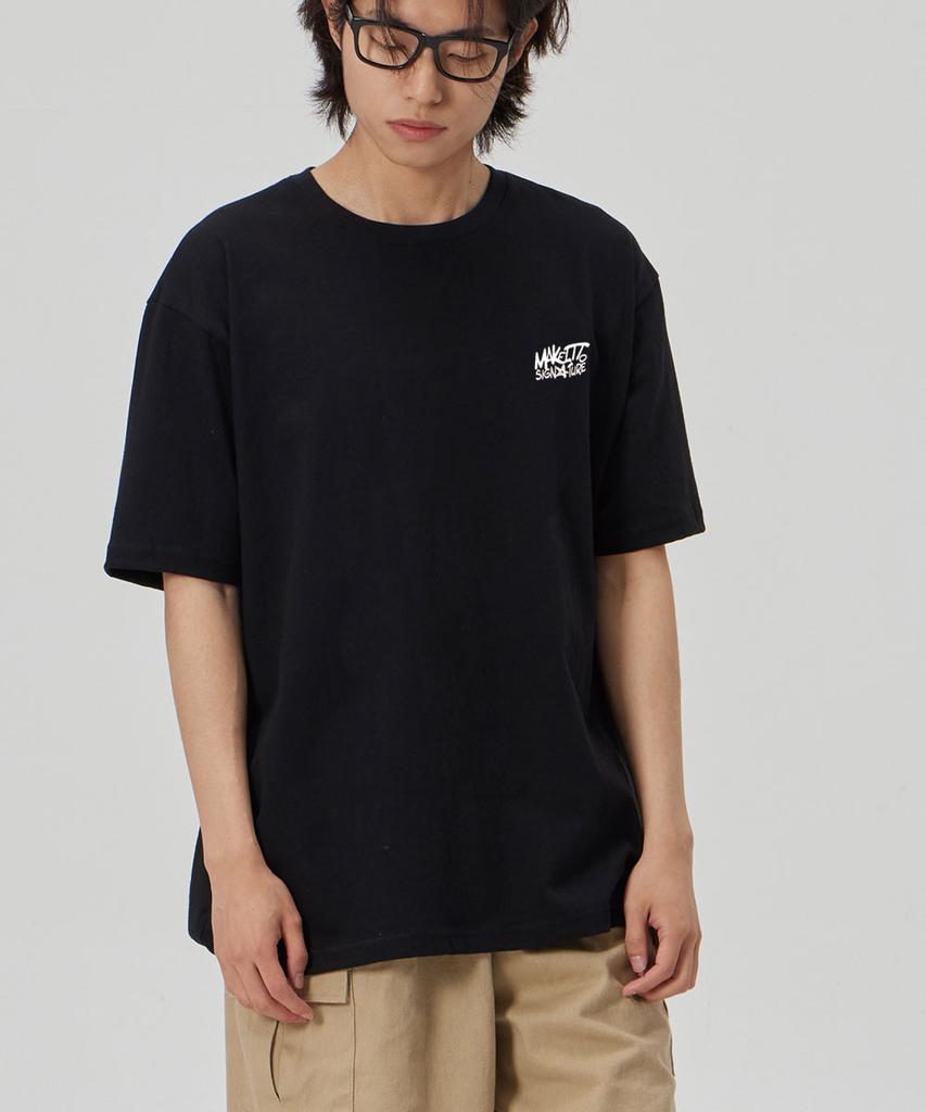 MAKEITTO [Graffiti3 Logo]Crew Neck Tee_Black