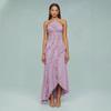 Single Shoulder Draped Ruffle Maxi Dress