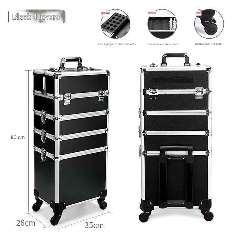 4 In 1 Rolling Makeup Case Makeup Case Beauty Nail And Hair Multi-Functional Rolling Case Large-Capacity Cosmetic Storage Case