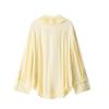 European & American Women's Spring 2025 Elegant Light Yellow Deep V-Neck Pleated Lace Shirt