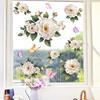 Elegant White Peony Static Cling Window Sticker Self-Adhesive Waterproof Removable Living Room Bedroom Glass Home Decor Art