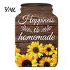 Decorative Signs for Kitchen Mason Jar Shape Wall Decoration, Wooden Art with Sunflower Print, Hanging Plaques Retro Rustic Decor Farmhouse