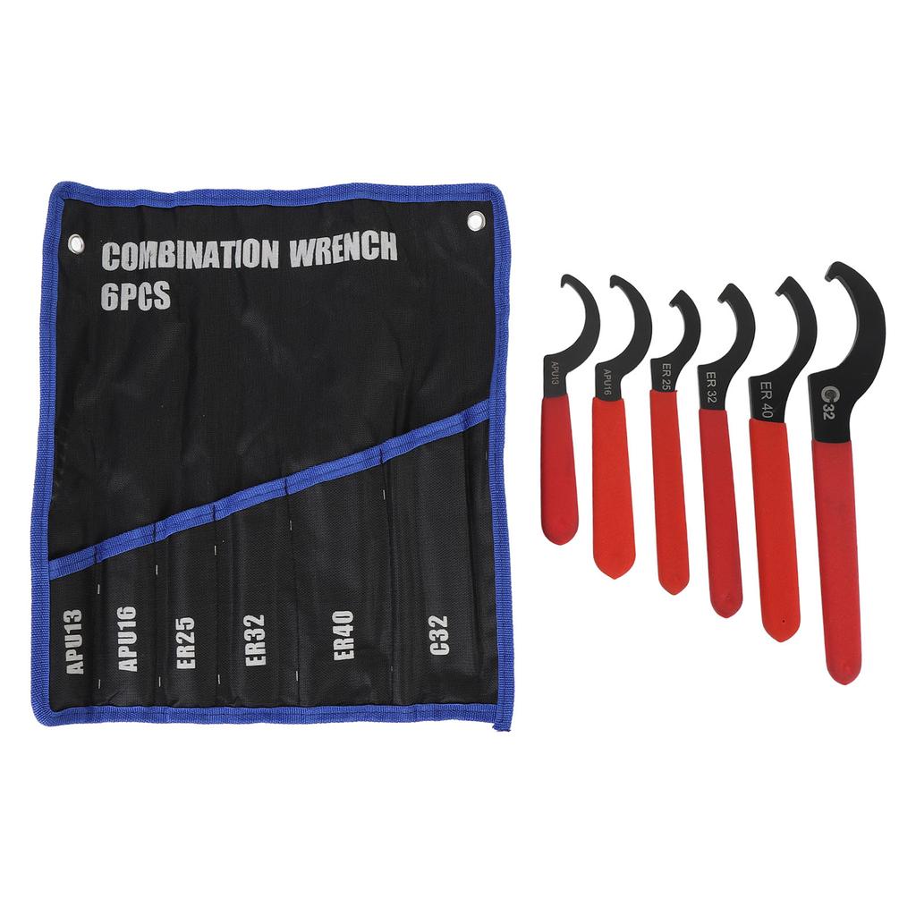 Juego de Llaves de Gancho Universales de 6 Piezas APU13 16 ER25 32 40 C32 Acero Ajustable Llave de Gancho de Amortiguador
