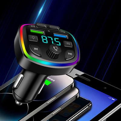 Dual-USB-Typ-C-Autoladegerät FM-Sender Kabelloser MP3-Musik-TF-Karten-USB-Stick AUX-Player USB-C PD Schnellladung Freisprecheinrichtung