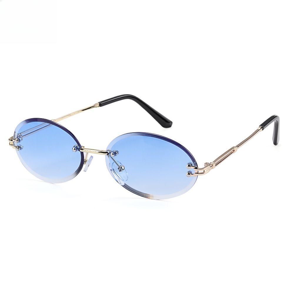 

Овальные солнцезащитные очки без оправы для женщин, винтажные солнцезащитные очки с линзами, трендовые тонированные очки, защитные очки UV400, уличные аксессуары As Shown